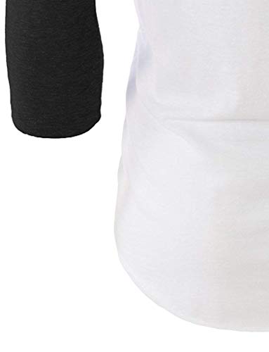 Pimkly Camisetas y Tops,Polos y Camisas Hombres Asia XXX 3/4 Sleeve Raglan Baseball T Shirts Black