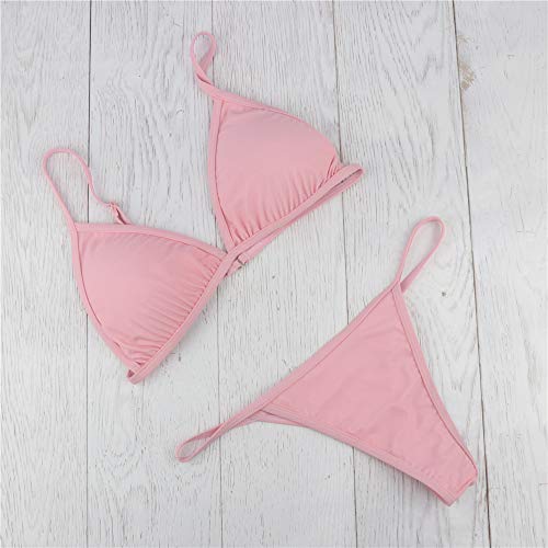 PinkLu Bikini Ajustable De Color SóLido para Mujer Sujetador Acolchado para Mujer Tanga Tanga Bikini Traje De BañO De Dos Piezas Traje De BañO