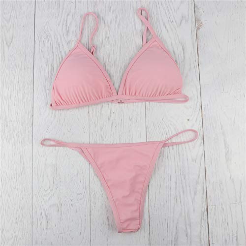 PinkLu Bikini Ajustable De Color SóLido para Mujer Sujetador Acolchado para Mujer Tanga Tanga Bikini Traje De BañO De Dos Piezas Traje De BañO