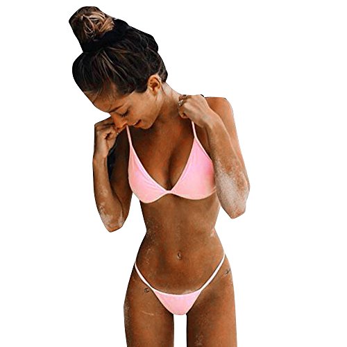 PinkLu Bikini Ajustable De Color SóLido para Mujer Sujetador Acolchado para Mujer Tanga Tanga Bikini Traje De BañO De Dos Piezas Traje De BañO