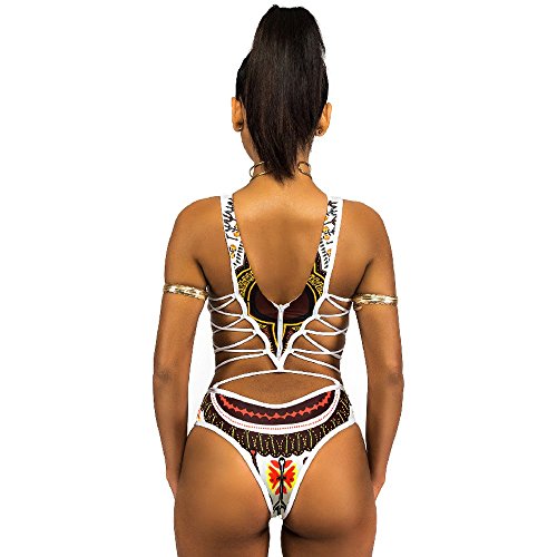 PinkLu Bikini De Traje De BañO De Una Pieza con Estampado éTnico Vintage SiaméS para Mujer Mujeres Vendaje Una Pieza Bikini Monokini Empuja hacia Arriba El Sujetador Acolchado