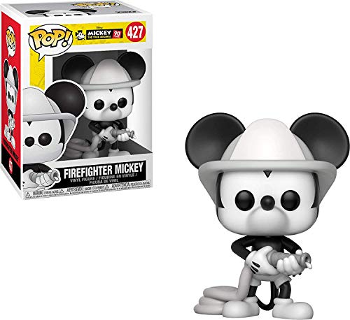 PlaneFire Mickey Pop! Mouse Firefighter B&W Vinyl #426 Bundled with Plane Crazy Black & White #431 True Original & Character Nano Figure Movie Favorites Alice Wonderland / Scrooge Ducktales 3 Items