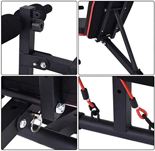 Plegable Peso Pesado Bench Gimnasio banco del entrenamiento con la cuerda de la aptitud, Sit Profesional Hasta AB Abs Incline Bench Press plano Pesas Barra de elevación de heces for fitness, Negro