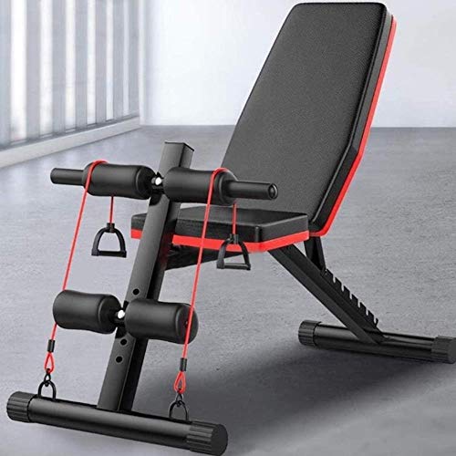 Plegable Peso Pesado Bench Gimnasio banco del entrenamiento con la cuerda de la aptitud, Sit Profesional Hasta AB Abs Incline Bench Press plano Pesas Barra de elevación de heces for fitness, Negro