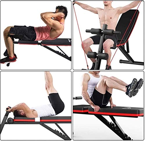 Plegable Peso Pesado Bench Gimnasio banco del entrenamiento con la cuerda de la aptitud, Sit Profesional Hasta AB Abs Incline Bench Press plano Pesas Barra de elevación de heces for fitness, Negro