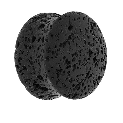 Plug de oído Treuheld® de piedra de lava, 9 tamaños:6 mm – 22 mm, doble, piercing de piedra de lava auténtica, aspecto especial, cada uno es único, 16 mm