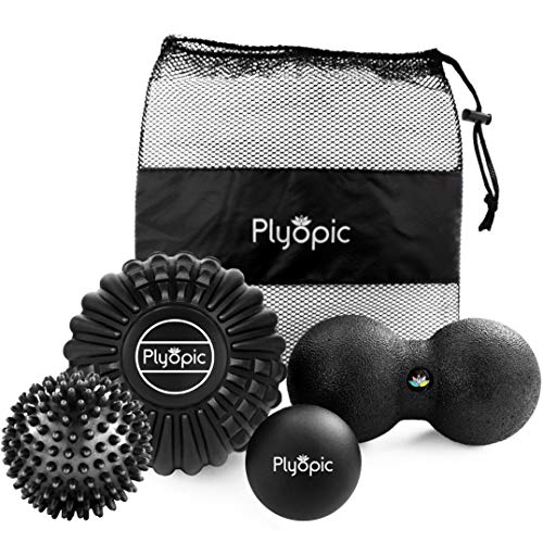 Plyopic Bolas Rodillos de Masaje – (Set de 4 Massage Balls) – para Automasaje Muscular, Liberación Miofascial, Trigger Point y Crossfit. Elimina Dolores Musculares: Espalda Cuello Piernas