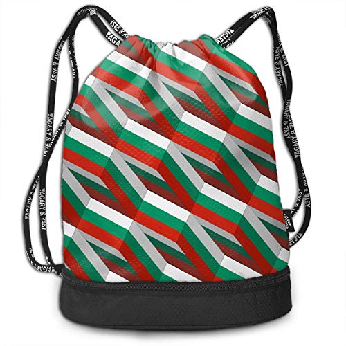 PmseK Mochila con Cordón,Bolsas de Gimnasia, Bolsa de Deporte Bulgaria Flag 3D Art Pattern Cordón Bolsa de Gimnasia para Adolescentes