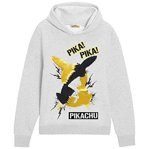 Pokèmon Sudadera Capucha para Niños, Suéter Manga Larga con Estampado De Lentejuelas Reversible, Sudadera Personaje de Pikachu, Niños y Adolescentes (13/14 años)