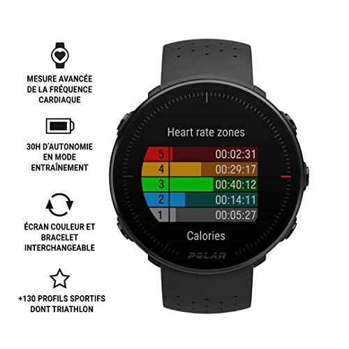 Polar Vantage M -Reloj con GPS y Frecuencia Cardíaca - Multideporte y programas de running - Resistente al agua, ligero- Negro Talla S