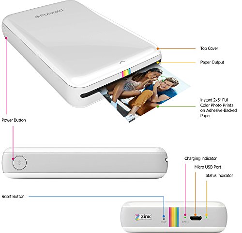 Polaroid  Zip - Impresora móvil, Bluetooth, Nfc, micro USB, tecnología Zink Zero Ink, 5 x 7.6 cm, compatible con iOS y Android, rojo, 2.2 x 7.4 x 12 cm
