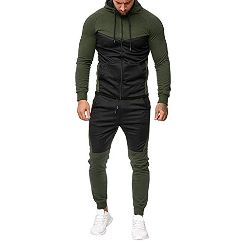 POLP Chándal para Hombre Casual Chaqueta y pantalón Largo Otoño Invierno Conjuntos Deportivos para Hombre Conjuntos de Dos Piezas con Clásica Ropa Deportiva Cremallera