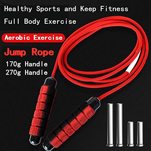 POPOTI Jump Rope, Weighted Jump Rope Adjustable Rope Aerobic Exercise Unisex Tangle-Free Skipping Rope Fitness Equipment with Foam Handles (210, 6MM)