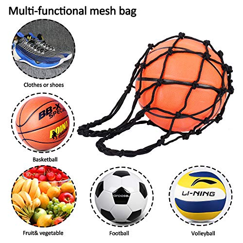 Portador Bolso de Red de Baloncesto Voleibol Futból Accesorio de Deportes Multiusos de Nylón Bolsillo Montar al aire libre, 3 Paquetes