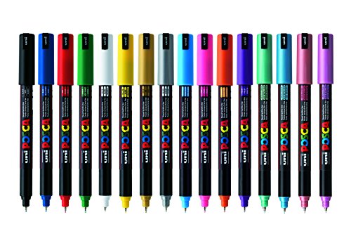 Posca 153544845, Pack de 16 Rotuladores de Pintura Al Agua, Set de 16 Espumosos, Multicolor