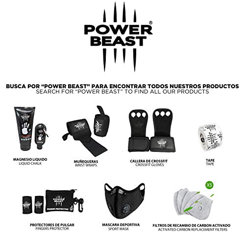 Power Beast Calleras Crossfit | 2 en 1 Guantes Sin Dedos y Muñequeras | Pesas, Gimnasio, Fitness, Calistenia, Musculación, Halterofilia, Dominadas | Protección Manos y Muñecas. Hombre y Mujer | 1 Par