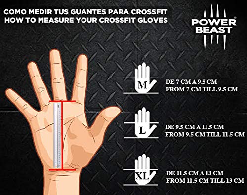 Power Beast Calleras Crossfit | 2 en 1 Guantes Sin Dedos y Muñequeras | Pesas, Gimnasio, Fitness, Calistenia, Musculación, Halterofilia, Dominadas | Protección Manos y Muñecas. Hombre y Mujer | 1 Par