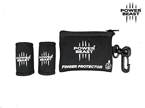 Power Beast Protector Dedo | Pesas, Crossfit, Gimnasio, Fitness, Calistenia, Halterofilia, Dominadas | Funda sustituta del Tape, Vendas, Cinta y Esparadrapo Deportivo en el Pulgar | 1 Par + Bolsa (M)