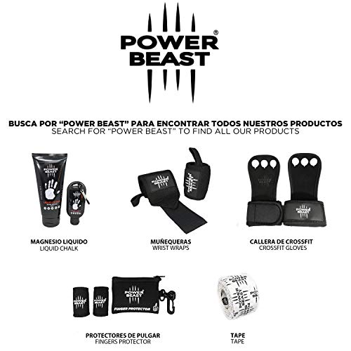 Power Beast Protector Dedo | Pesas, Crossfit, Gimnasio, Fitness, Calistenia, Halterofilia, Dominadas | Funda sustituta del Tape, Vendas, Cinta y Esparadrapo Deportivo en el Pulgar | 1 Par + Bolsa (M)