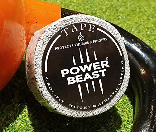 Power Beast Tape. Weight Lifting & Hook Grip Tape | Protege Pulgares y Dedos. Cinta Flexible Adhesiva. Entrenamiento Crossfit, Calistenia, Levantamiento de Pesas | Medida 3.8 cm x 9 m.