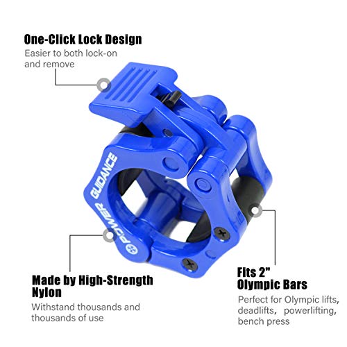 POWER GUIDANCE Abrazaderas de Topes para Barras, Barbell Barra Barra Olímpica con Bloqueo para Fitness,Mancuernas (1 par)