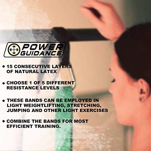 POWER GUIDANCE Bandas elásticas de resistencia - Pull Up ejercicio de la aptitud del entrenamiento Bandas Aparatos de gimnasia Inicio,Para yoga,pilates o rehabilitación -Mayor fuerza y movilidad- 100% Látex natural