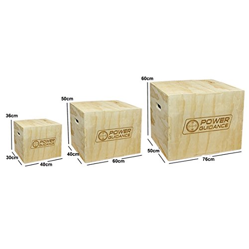 POWER GUIDANCE Caja pliométrica de madera 3 en 1 - Ideal para entrenamiento cruzado - 40/35/30CM, Plyo Caja de madera, Plyo Box