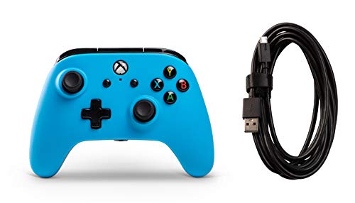 PowerA Mando con Cable con licencia oficial para Xbox One, Xbox One S, Xbox One X y Windows 10 - Azul