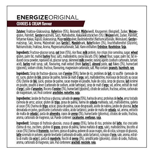 Powerbar Energize Original Cookies & Cream 25x55g-Barra de Alta Energía de Carbono + C2MAX Magnesio y Sodio