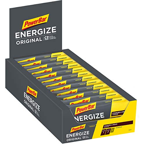 Powerbar Energize Original Cookies & Cream 25x55g-Barra de Alta Energía de Carbono + C2MAX Magnesio y Sodio