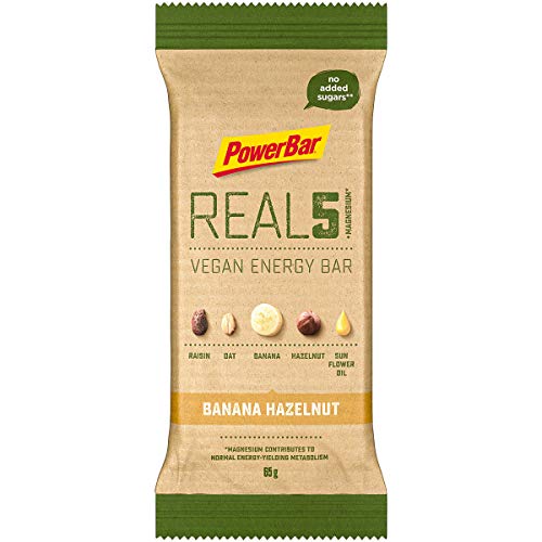 PowerBar Real5 Banana Hazelnut 18x65g - Barra Vegetariana con 5 Ingredientes Naturales + Magnesio