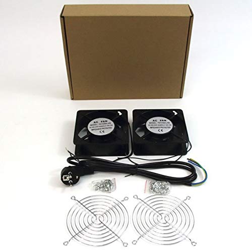 powergreen RAC-00003-ST Doble Ventilador de 12 Cm para Armario Rack
