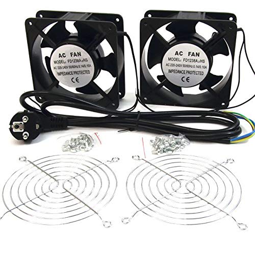 powergreen RAC-00003-ST Doble Ventilador de 12 Cm para Armario Rack