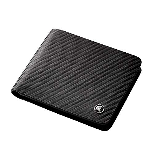 POWR - Cartera de Piel con Bloqueo RFID, de Fibra de Carbono, con Caja de Regalo (Negro)