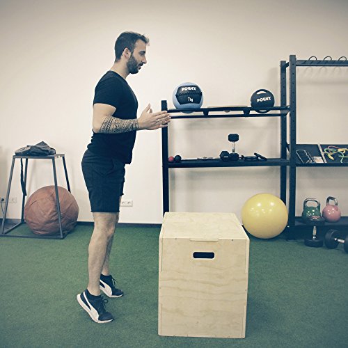 POWRX - Caja pliométrica Ideal para Aumentar la Fuerza y Masa Muscular - Base y Superficie ANTIDERRAPANTES - Material 100% Madera ((Large / 75 x 50 x 60 cm))