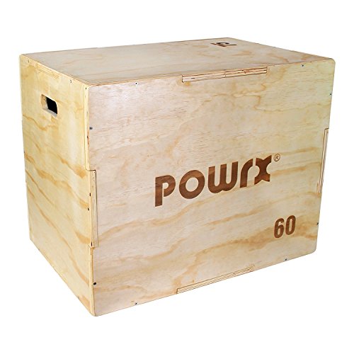 POWRX - Caja pliométrica Ideal para Aumentar la Fuerza y Masa Muscular - Base y Superficie ANTIDERRAPANTES - Material 100% Madera ((Large / 75 x 50 x 60 cm))