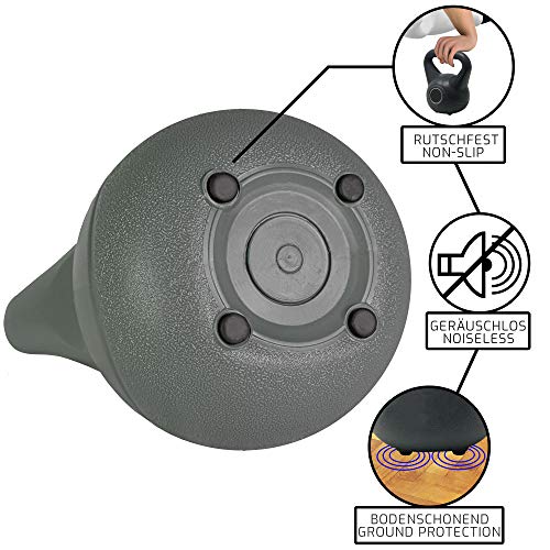 POWRX - Kettlebell de hormigón 2-20 kg - Pesa Rusa con Revestimiento de Vinilo - Base con Goma Antideslizante + PDF Workout (2 kg/Rosa)