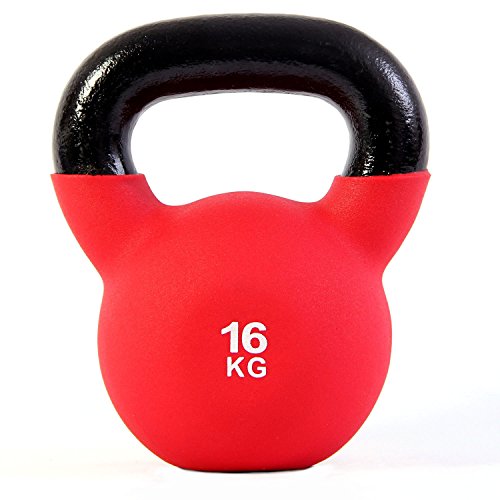 POWRX - Kettlebell Hierro Fundido 4-30 kg - Pesa Rusa con Revestimiento de Neopreno + PDF Workout (16 kg)