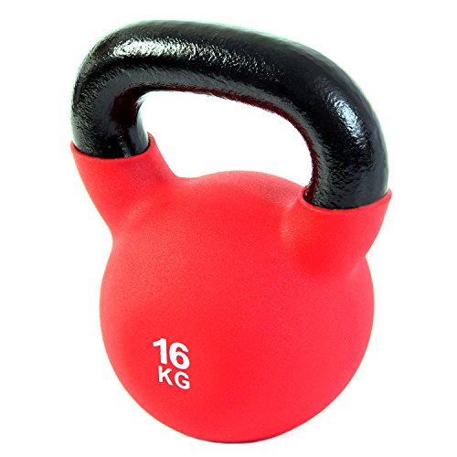 POWRX - Kettlebell Hierro Fundido 4-30 kg - Pesa Rusa con Revestimiento de Neopreno + PDF Workout (16 kg)