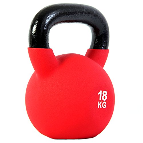 POWRX - Kettlebell Hierro Fundido 4-30 kg - Pesa Rusa con Revestimiento de Neopreno + PDF Workout (18 kg)