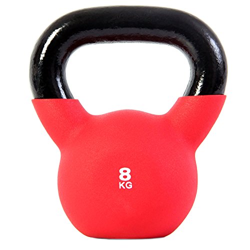 POWRX - Kettlebell Hierro Fundido 4-30 kg - Pesa Rusa con Revestimiento de Neopreno + PDF Workout (8 kg)