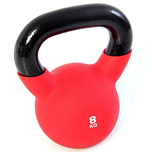 POWRX - Kettlebell Hierro Fundido 4-30 kg - Pesa Rusa con Revestimiento de Neopreno + PDF Workout (8 kg)