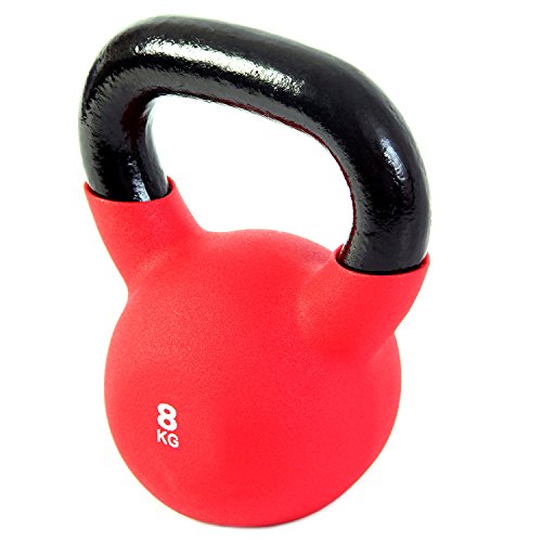 POWRX - Kettlebell Hierro Fundido 4-30 kg - Pesa Rusa con Revestimiento de Neopreno + PDF Workout (8 kg)