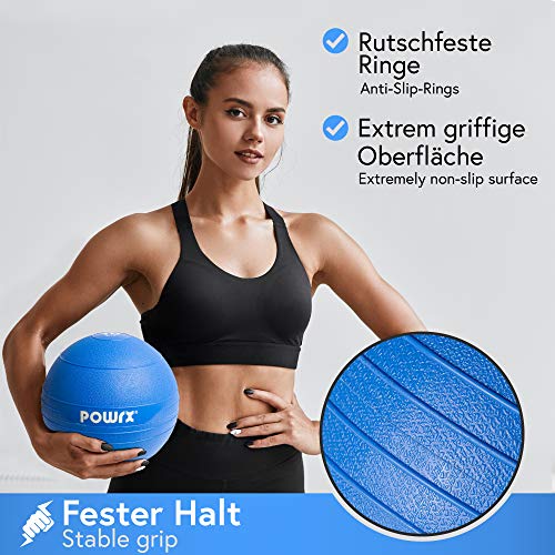 POWRX - Slam Ball Balón Medicinal 3-20 kg - Ideal para Ejercicios de Entrenamiento Funcional - (10 kg/BLU)