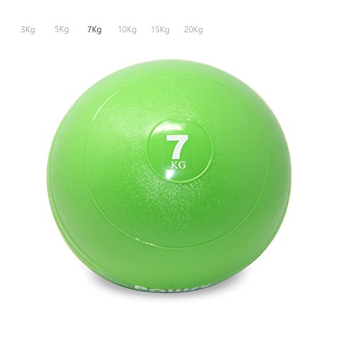 POWRX Slam Ball Balón Medicinal 7 kg - Ideal para Ejercicios de »Functional Fitness«, fortalecimiento y tonificación Muscular - Contenido de Arena y Efecto Anti-Rebote + PDF Workout (Verde Claro)