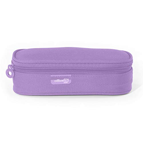 PracticOffice - Estuche Multiuso Megapak Oval para Material Escolar, Neceser de Viaje o Maquillaje. Medida 22 cm. Color Violeta