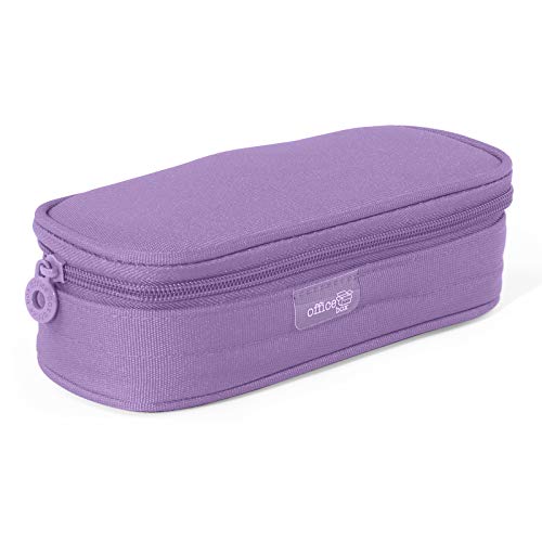 PracticOffice - Estuche Multiuso Megapak Oval para Material Escolar, Neceser de Viaje o Maquillaje. Medida 22 cm. Color Violeta