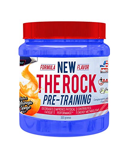 PRE-ENTRENO The Rock, pre entrenamiento, mejora rendimiento, aumenta energía y fuerza, contiene beta-alanina, taurina, creatina y pimienta negra - American Suplement - 300g (NARANJA)