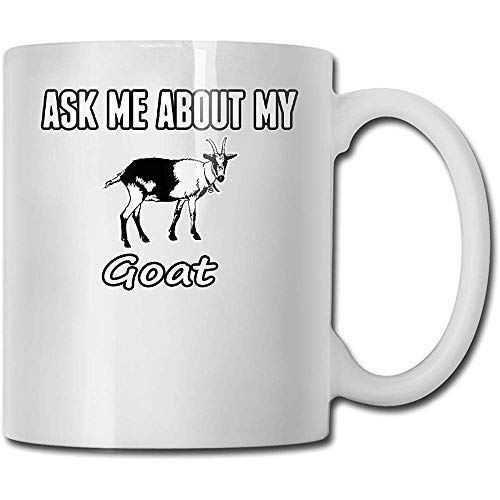 Pregúnteme acerca de mi cabra Taza de cerámica Taza Tazas de café personalizadas Taza de viaje de cerámica Taza de té 330ml (Blanco)