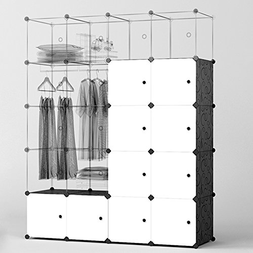 PREMAG Armario portátil para Colgar la Ropa, ropero Combinado, Armario Modular para Ahorrar Espacio, Ideal Organizador de Almacenamiento Cubo para Libros, Juguetes, Toallas (10-Cube)